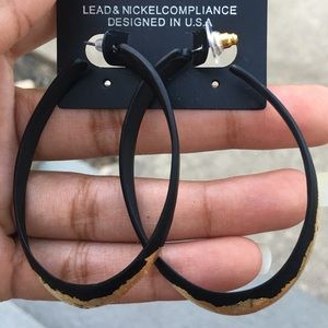 Black Oval Hoops with Gold Foil Detail